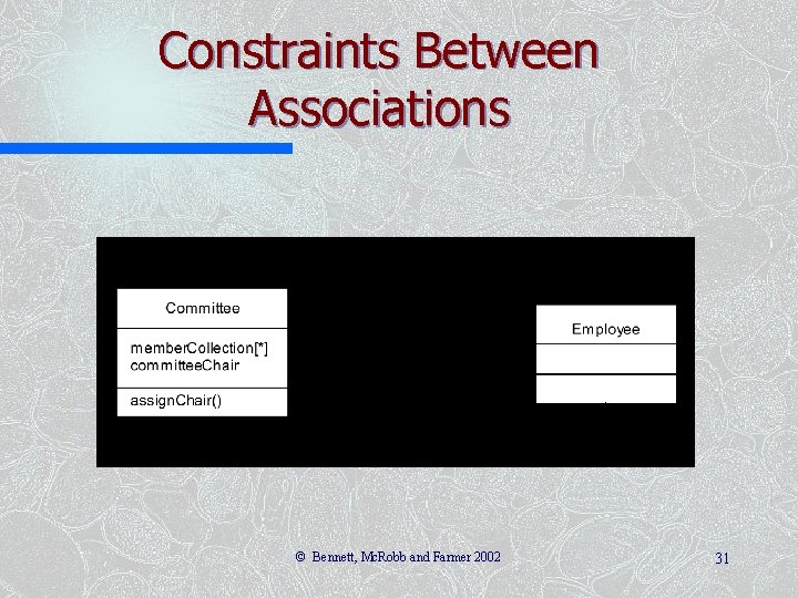 Constraints Between Associations © Bennett, Mc. Robb and Farmer 2002 31 