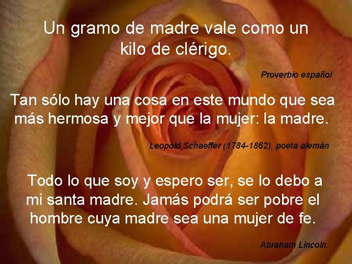 Un gramo de madre vale como un kilo de clérigo. Proverbio español Tan sólo