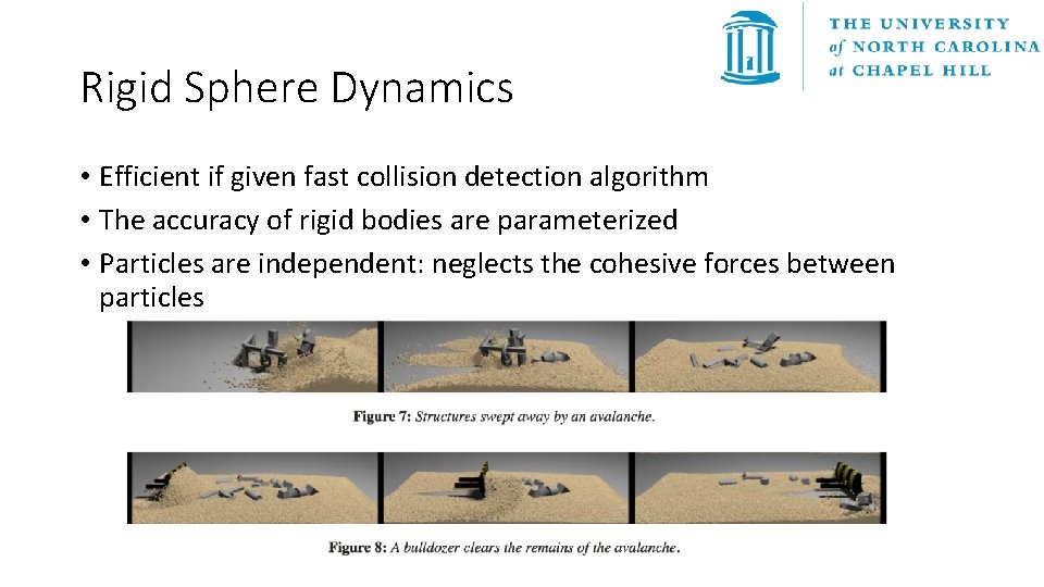 Rigid Sphere Dynamics • Efficient if given fast collision detection algorithm • The accuracy