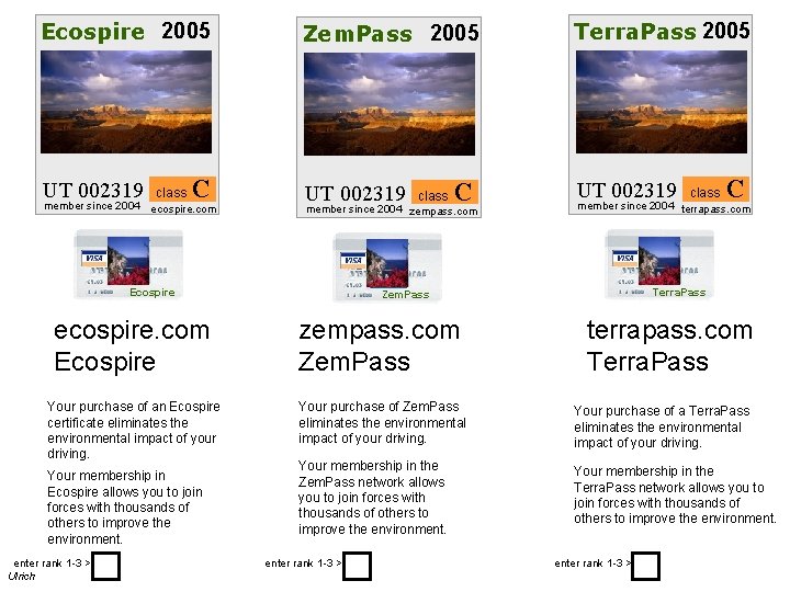 Ecospire 2005 UT 002319 class C member since 2004 ecospire. com Zem. Pass 2005