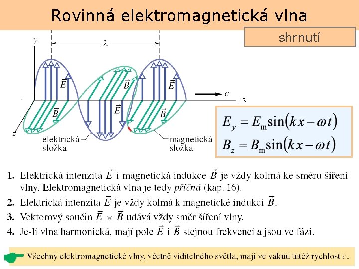 Rovinná elektromagnetická vlna shrnutí x 