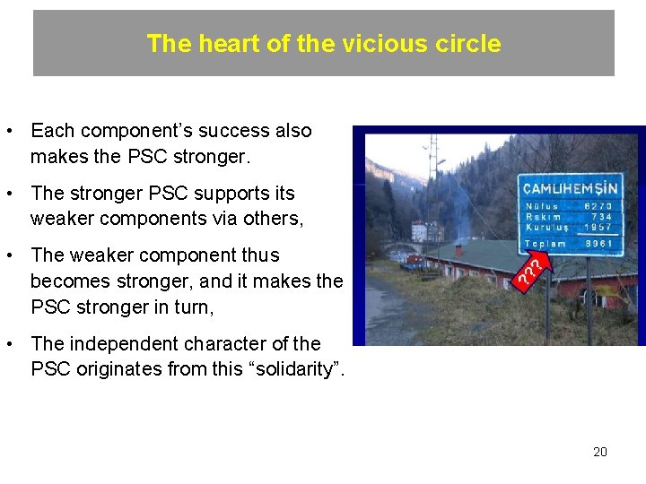 The heart of the vicious circle • Each component’s success also makes the PSC