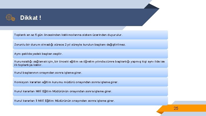 Dikkat ! Toplantı en az 5 gün öncesinden katılımcılarına sistem üzerinden duyurulur. Zorunlu bir