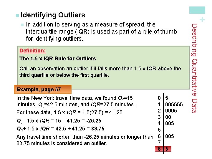 In addition to serving as a measure of spread, the interquartile range (IQR) is