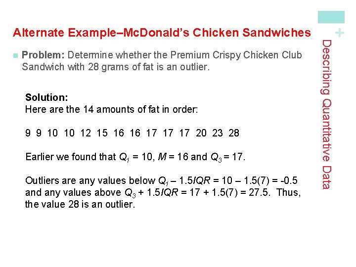Problem: Determine whether the Premium Crispy Chicken Club Sandwich with 28 grams of fat