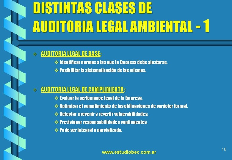 DISTINTAS CLASES DE AUDITORIA LEGAL AMBIENTAL - 1 v AUDITORIA LEGAL DE BASE: v