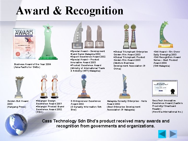 Award & Recognition ·Special Award – Development Business Award of the Year 2004 (Asia-Pacific