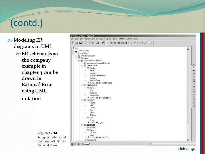 (contd. ) Modeling ER diagrams in UML ER schema from the company example in (contd. ) Modeling ER diagrams in UML ER schema from the company example in