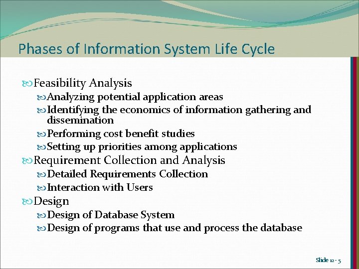 Phases of Information System Life Cycle Feasibility Analysis Analyzing potential application areas Identifying the Phases of Information System Life Cycle Feasibility Analysis Analyzing potential application areas Identifying the