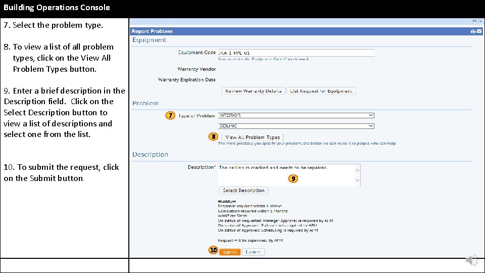 Building Operations Console 7. Select the problem type. 8. To view a list of Building Operations Console 7. Select the problem type. 8. To view a list of