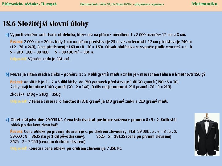 Elektronická učebnice - II. stupeň Elektronická učebnice – II. stupeň Základní škola Děčín VI,