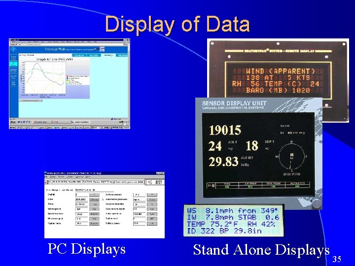 Display of Data PC Displays Stand Alone Displays 35 