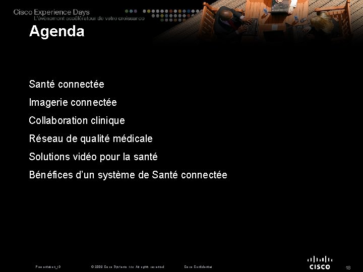 Agenda Santé connectée Imagerie connectée Collaboration clinique Réseau de qualité médicale Solutions vidéo pour