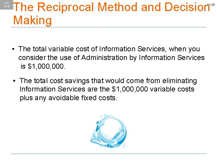 LO 11 -5 The Reciprocal Method and Decision Making 11 -23 • The total