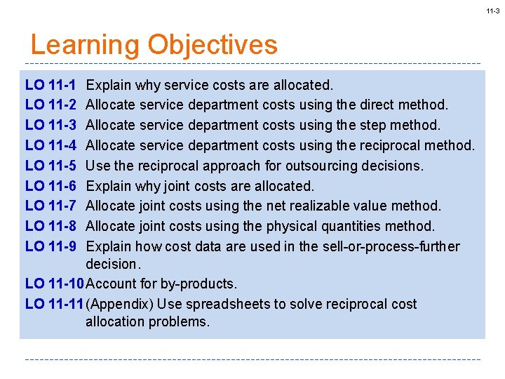 11 -3 Learning Objectives LO 11 -1 LO 11 -2 LO 11 -3 LO