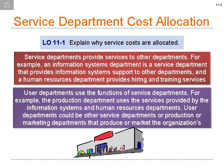 LO 11 -1 11 -4 Service Department Cost Allocation LO 11 -1 Explain why