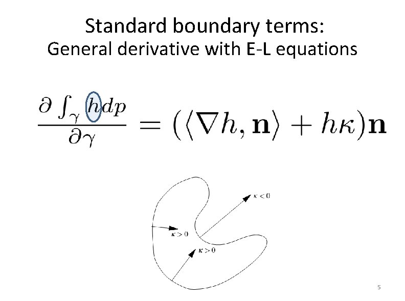Standard boundary terms: General derivative with E-L equations 5 