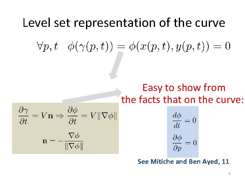 Level set representation of the curve Easy to show from the facts that on