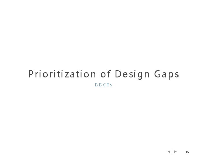 Prioritization of Design Gaps DDCRs 15 