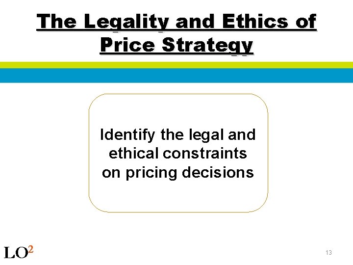 The Legality and Ethics of Price Strategy Identify the legal and ethical constraints on