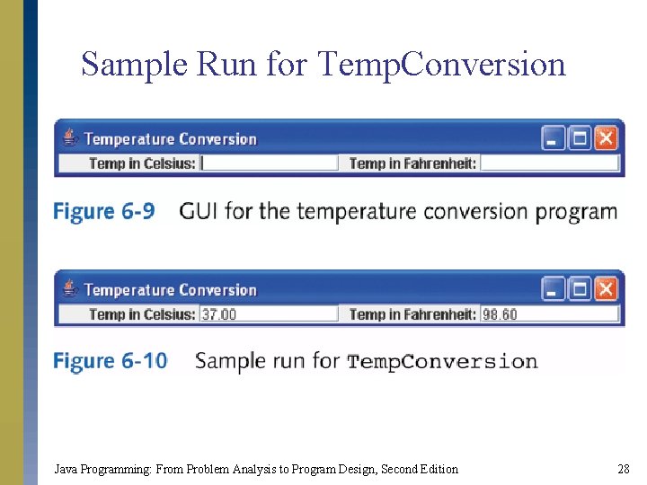 Sample Run for Temp. Conversion Java Programming: From Problem Analysis to Program Design, Second