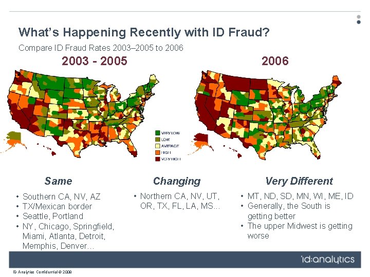What’s Happening Recently with ID Fraud? Compare ID Fraud Rates 2003– 2005 to 2006