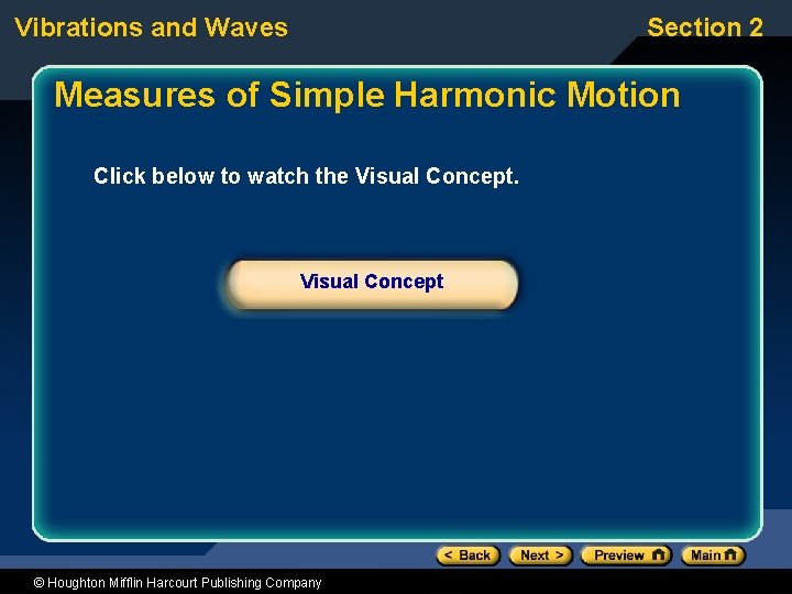 Vibrations and Waves Section 2 Measures of Simple Harmonic Motion Click below to watch