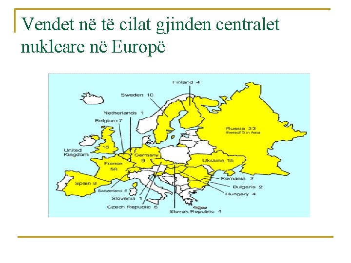 Vendet në të cilat gjinden centralet nukleare në Europë 