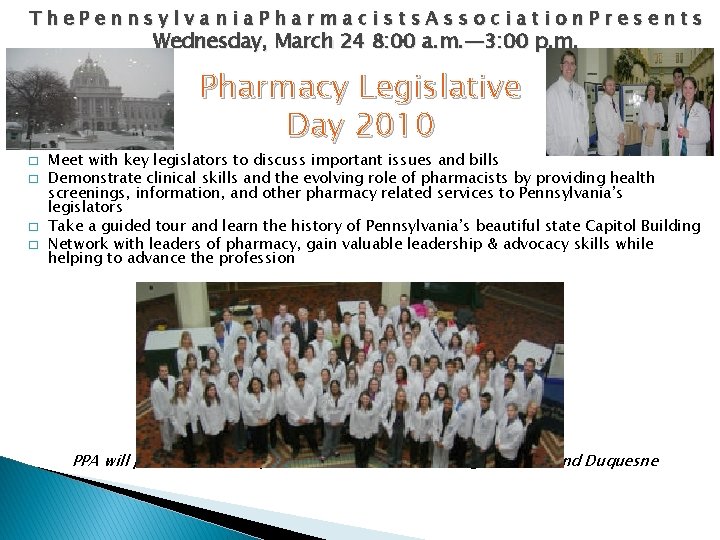The. Pennsylvania. Pharmacists. Association. Presents Wednesday, March 24 8: 00 a. m. — 3: