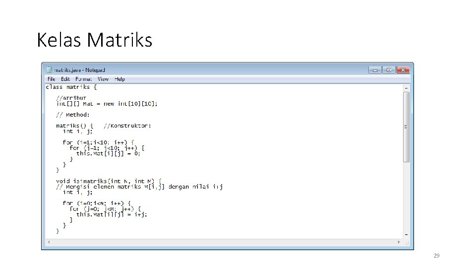 Kelas Matriks 29 