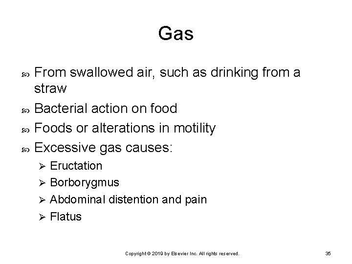 Gas From swallowed air, such as drinking from a straw Bacterial action on food