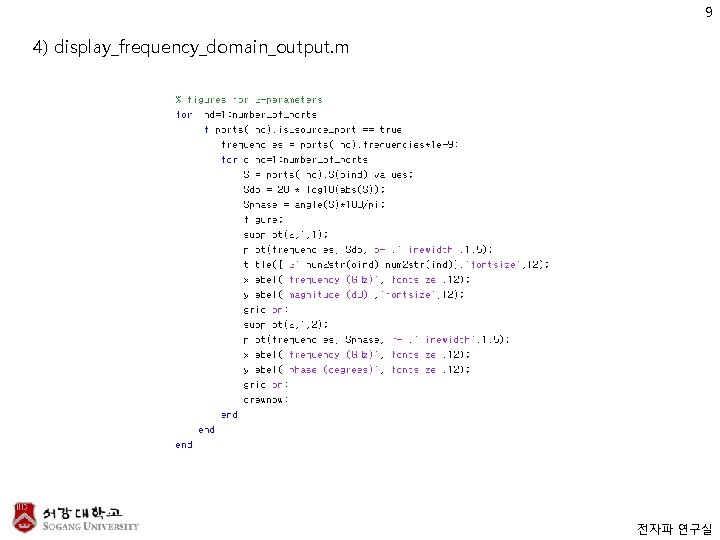 9 4) display_frequency_domain_output. m 전자파 연구실 