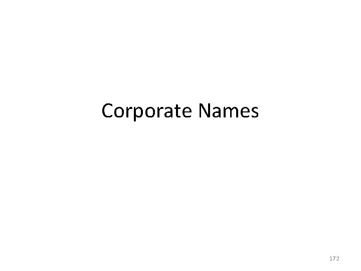 Corporate Names 172 