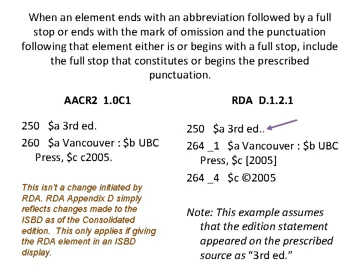 When an element ends with an abbreviation followed by a full stop or ends