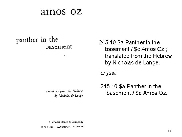 245 10 $a Panther in the basement / $c Amos Oz ; translated from