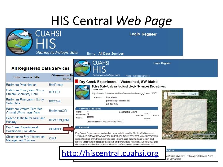 HIS Central Web Page http: //hiscentral. cuahsi. org 