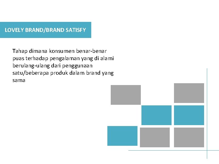 LOVELY BRAND/BRAND SATISFY Tahap dimana konsumen benar-benar puas terhadap pengalaman yang di alami berulang-ulang