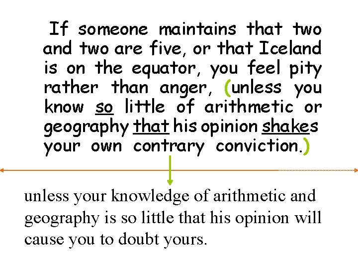 If someone maintains that two and two are five, or that Iceland is on