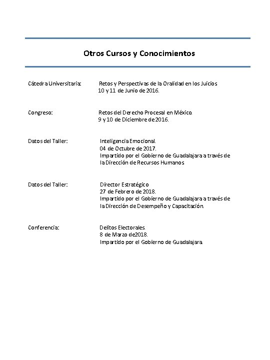 Otros Cursos y Conocimientos Cátedra Universitaria: Retos y Perspectivas de la Oralidad en los