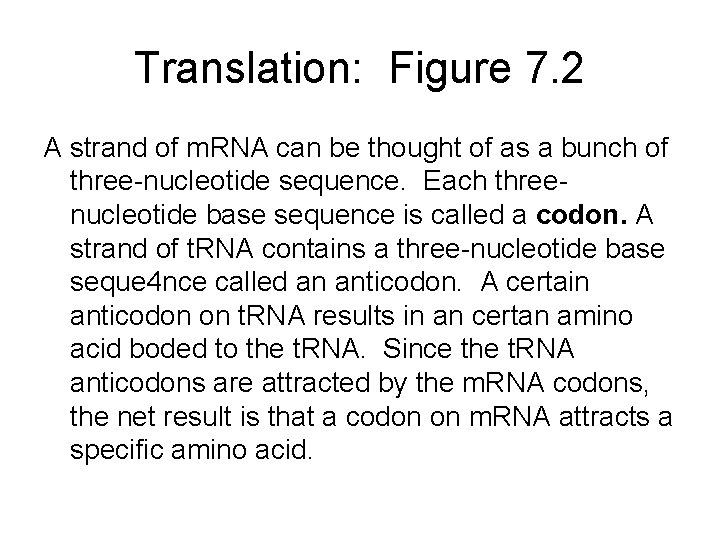 Translation: Figure 7. 2 A strand of m. RNA can be thought of as