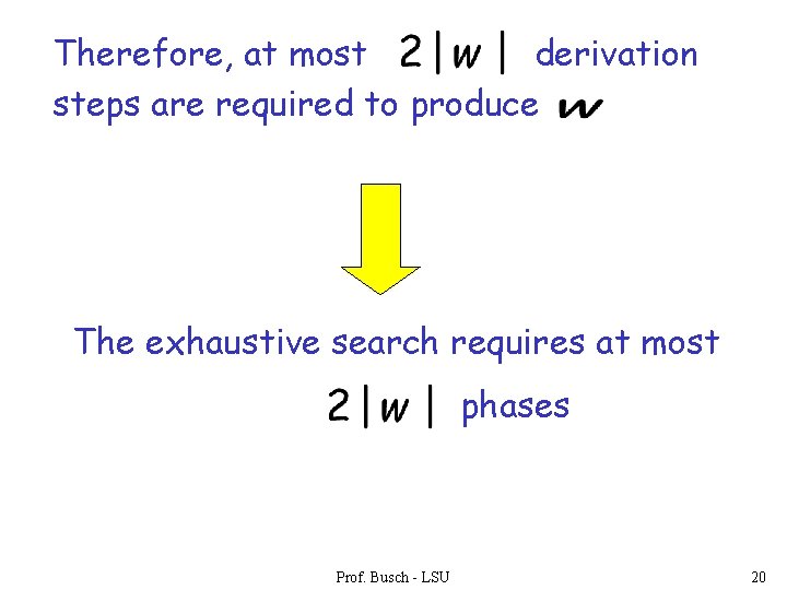 Therefore, at most derivation steps are required to produce The exhaustive search requires at