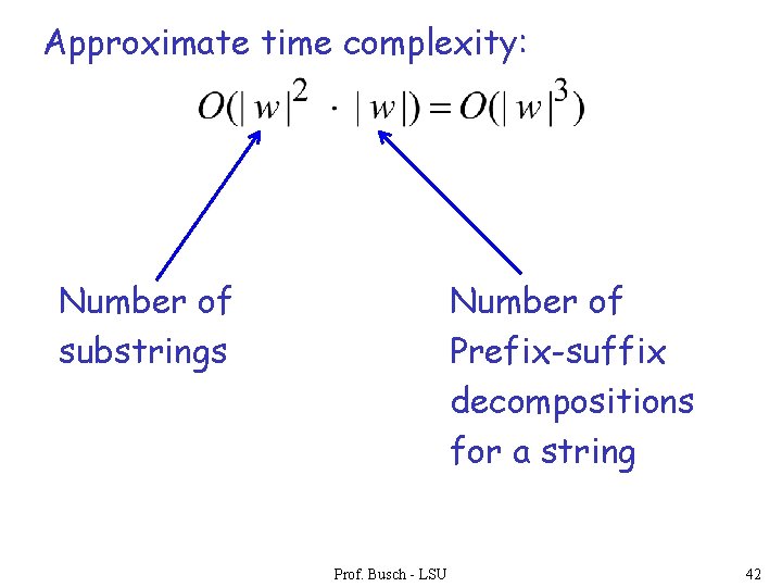 Approximate time complexity: Number of substrings Number of Prefix-suffix decompositions for a string Prof.
