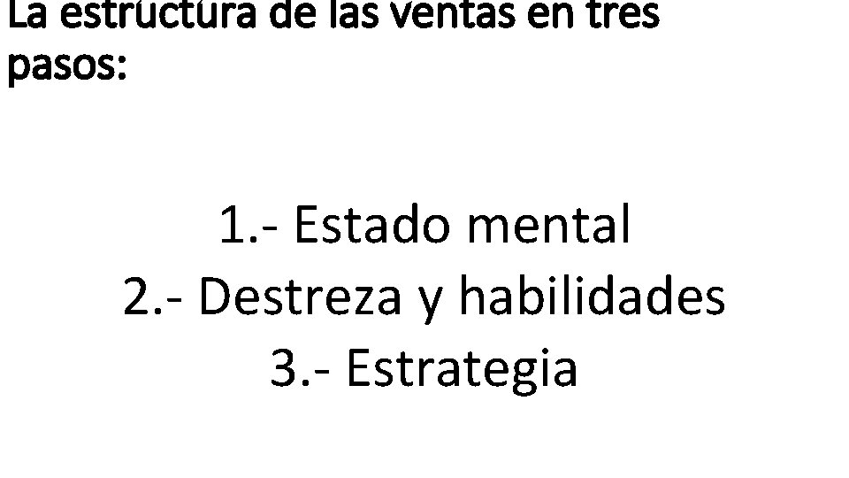 La estructura de las ventas en tres pasos: 1. - Estado mental 2. -