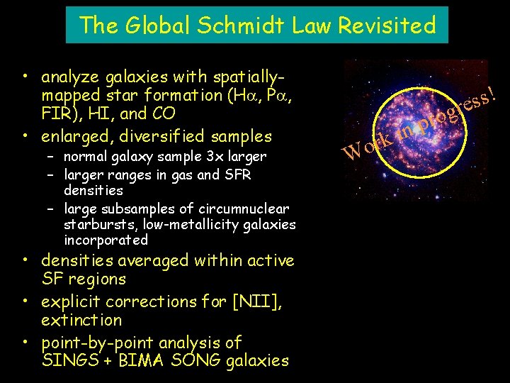 The Global Schmidt Law Revisited • analyze galaxies with spatiallymapped star formation (Ha, Pa,