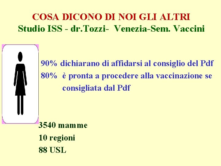 COSA DICONO DI NOI GLI ALTRI Studio ISS - dr. Tozzi- Venezia-Sem. Vaccini 90%