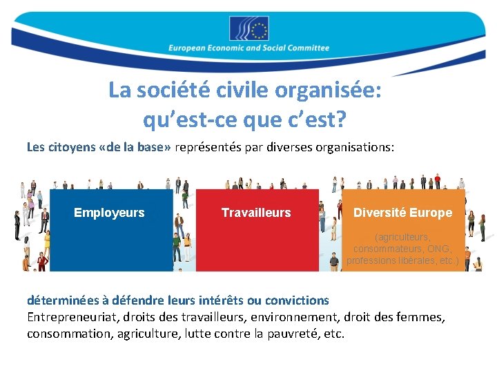 La société civile organisée: qu’est-ce que c’est? Les citoyens «de la base» représentés par