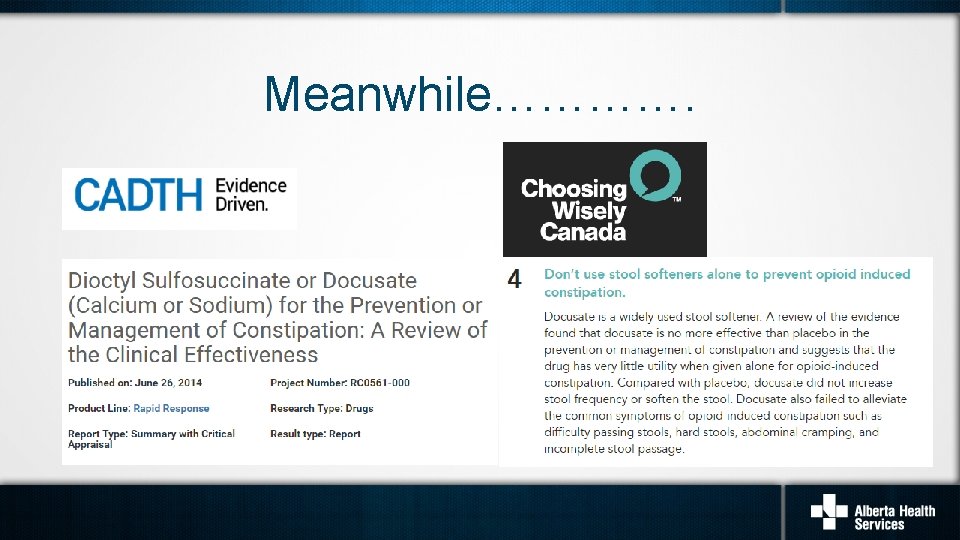 Meanwhile…………. 