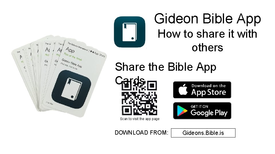 Gideon Bible App How to share it with others Share the Bible App Cards