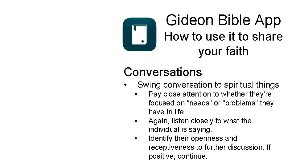 Gideon Bible App How to use it to share your faith Conversations • Swing