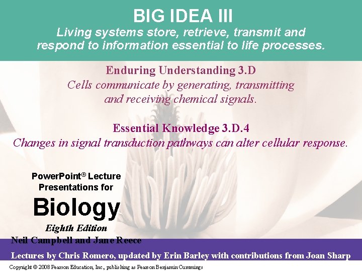 BIG IDEA III Living systems store, retrieve, transmit and respond to information essential to
